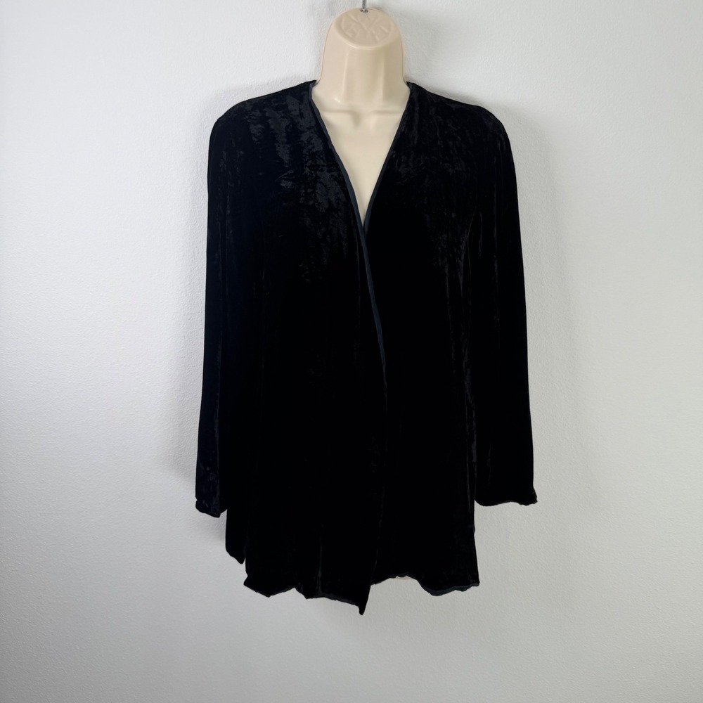 Randolph Duke The Look Reversible Silk Rayon Velvet Open Front Jacket Black XS